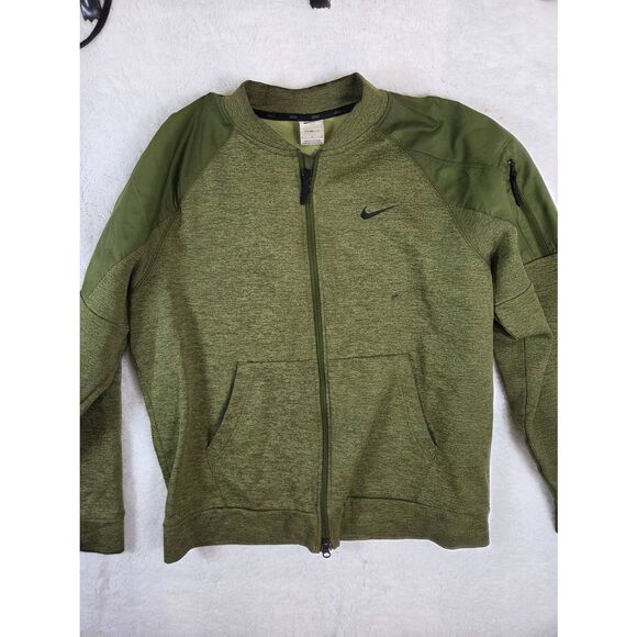 Nike Women's Therma-FIT Full Zip Fleece Training Bomber Jacket Green Size Large - Picture 1 of 6